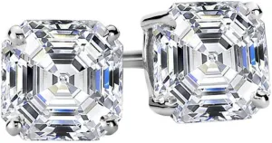 1-3 Carat 14K White Gold GIA Certified Asscher Cut Diamond Earrings Screw Back Luxury Collection (D-E Color, VS1-VS2 Clarity)