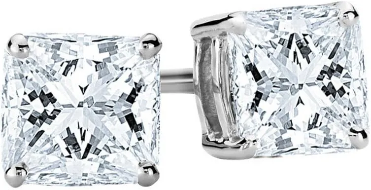 1-5 IGI Certified LAB-GROWN Princess Cut Diamond Earrings 4 Prong Screw Back Luxury Collection (D-E Color, VS1-VS2 Clarity)