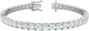 3.00-10.00 Carat IGI Certified Lab Grown Diamond Tennis Bracelet for Women 14K Solid White Gold Prong Setting Push Safety Lock Clasp Round Cut Jewelry Size 7" (E-F Color, VS1-VS2 Clarity)