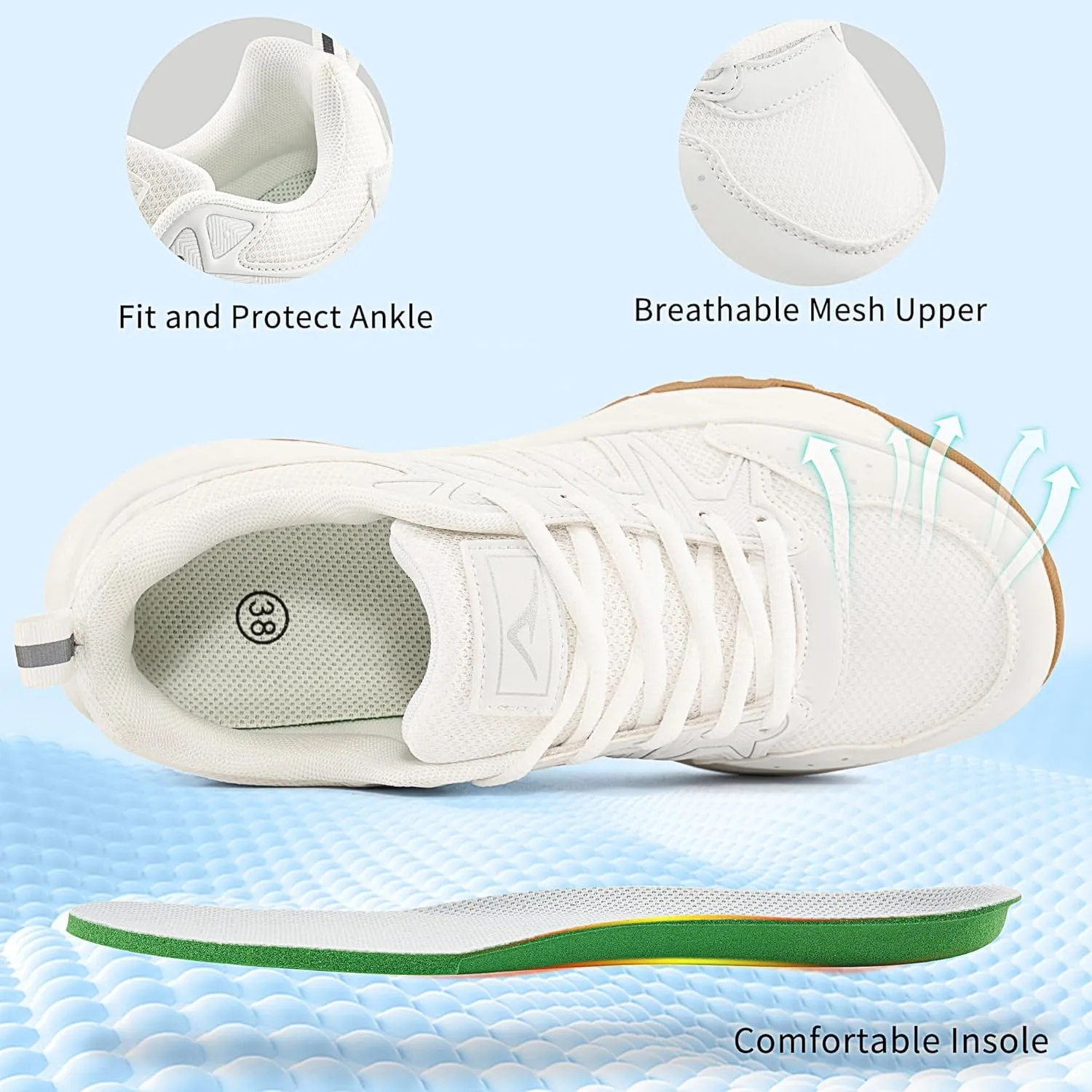 Ablanczoom Womens Sneakers Walking Shoes: Comfortable Breathable Cushion Athletic Running Tennis Shoes for Workout Gym Training
