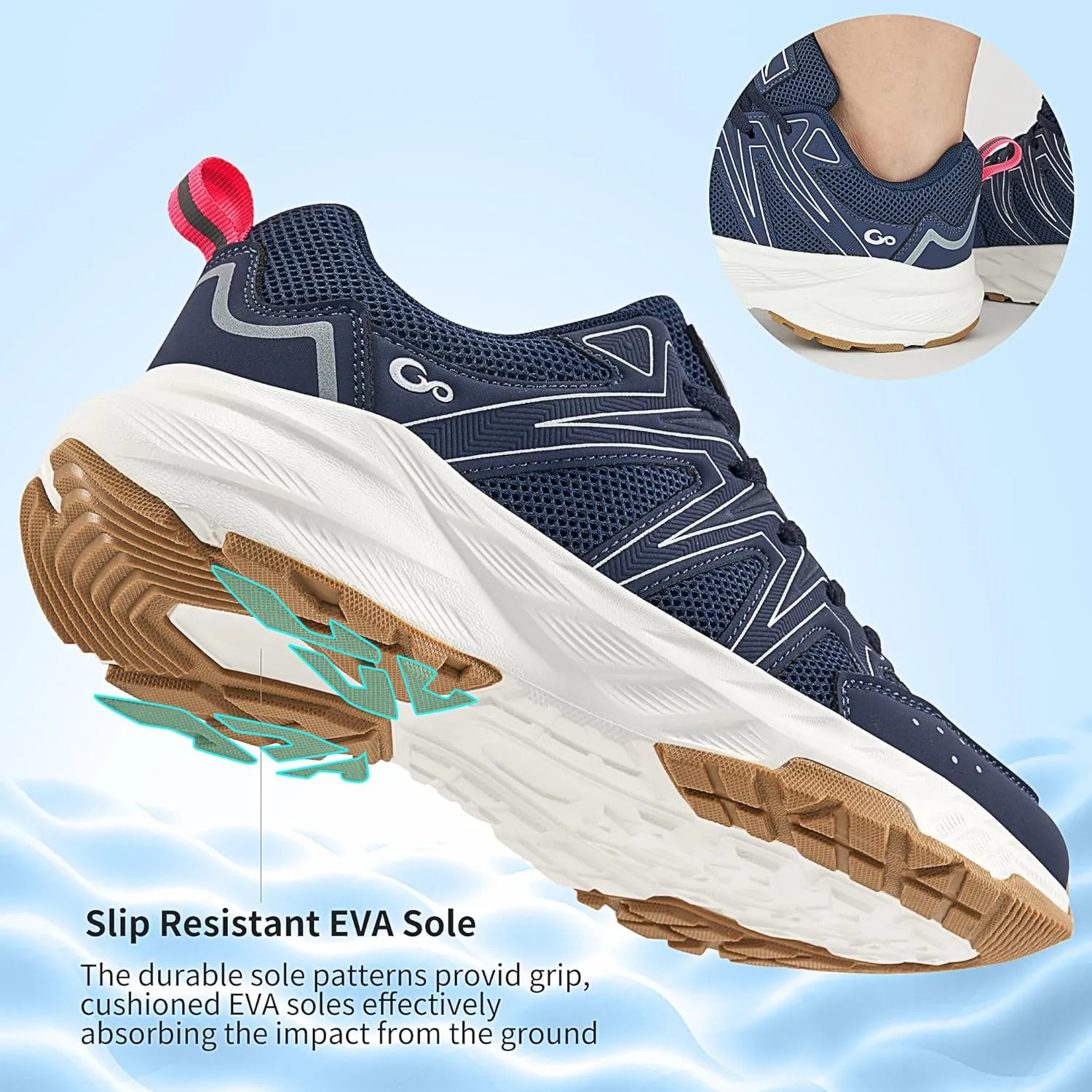 Ablanczoom Womens Sneakers Walking Shoes: Comfortable Breathable Cushion Athletic Running Tennis Shoes for Workout Gym Training