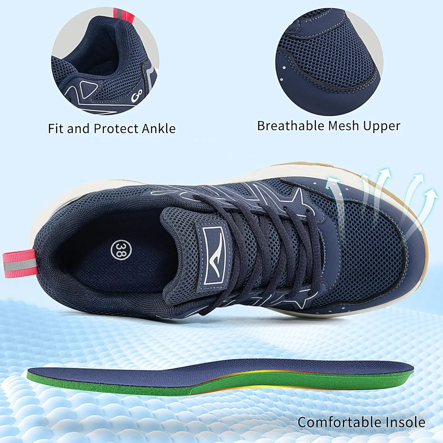 Ablanczoom Womens Sneakers Walking Shoes: Comfortable Breathable Cushion Athletic Running Tennis Shoes for Workout Gym Training