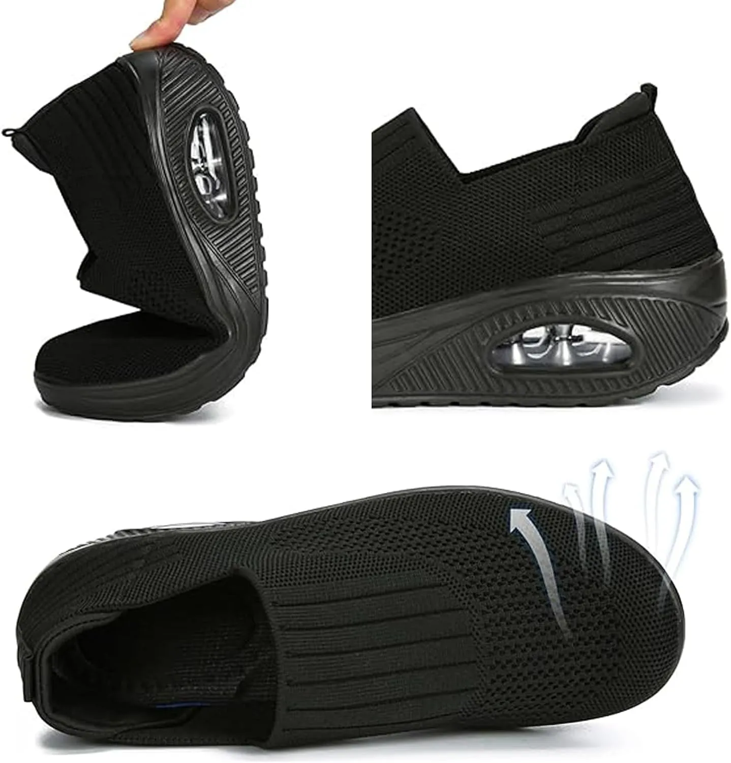 Aceptolcom Women's Nursing Shoes Air Cushion Nurse Shoes Orthopedic Diabetic Wedge Sneakers Rocker Walking Shoes Platform Wedge Sneakers