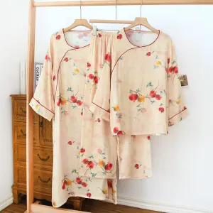 Anna - Pomegranate Flower Bamboo Loungewear Set - Soft & Luxurious Comfort