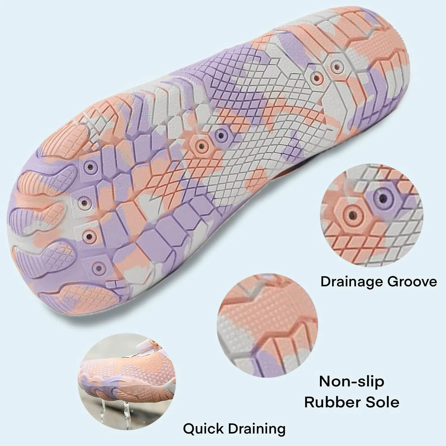 Barefoot Water Shoes for Women Men, Barefoot Shoes with Wide Toe Box, Non-Slip & Quick Dry Breathable Beach Pool Aqua Swim Surf Hiking Walking Shoes