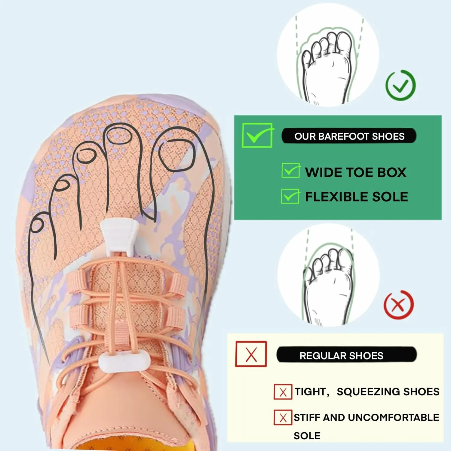 Barefoot Water Shoes for Women Men, Barefoot Shoes with Wide Toe Box, Non-Slip & Quick Dry Breathable Beach Pool Aqua Swim Surf Hiking Walking Shoes