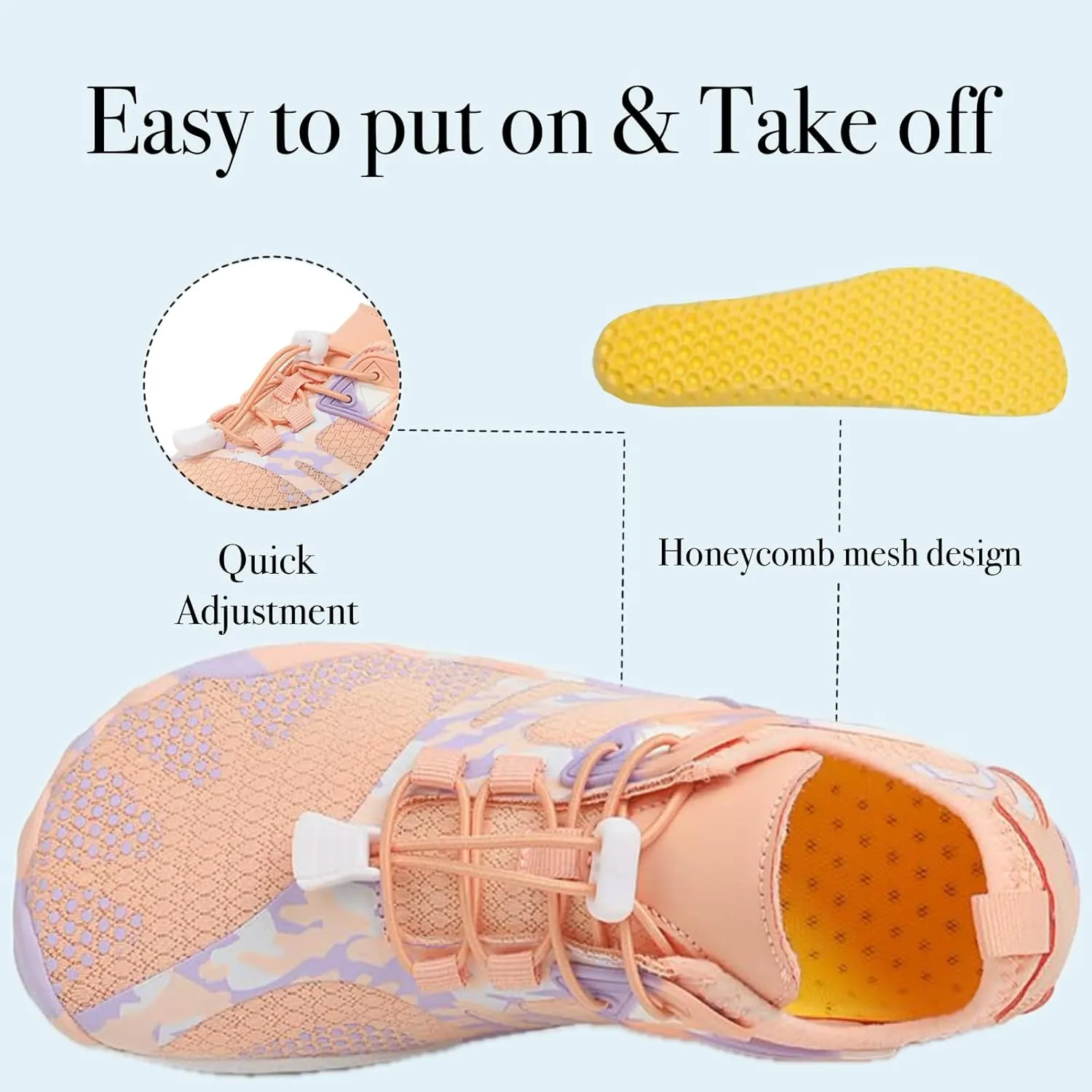 Barefoot Water Shoes for Women Men, Barefoot Shoes with Wide Toe Box, Non-Slip & Quick Dry Breathable Beach Pool Aqua Swim Surf Hiking Walking Shoes