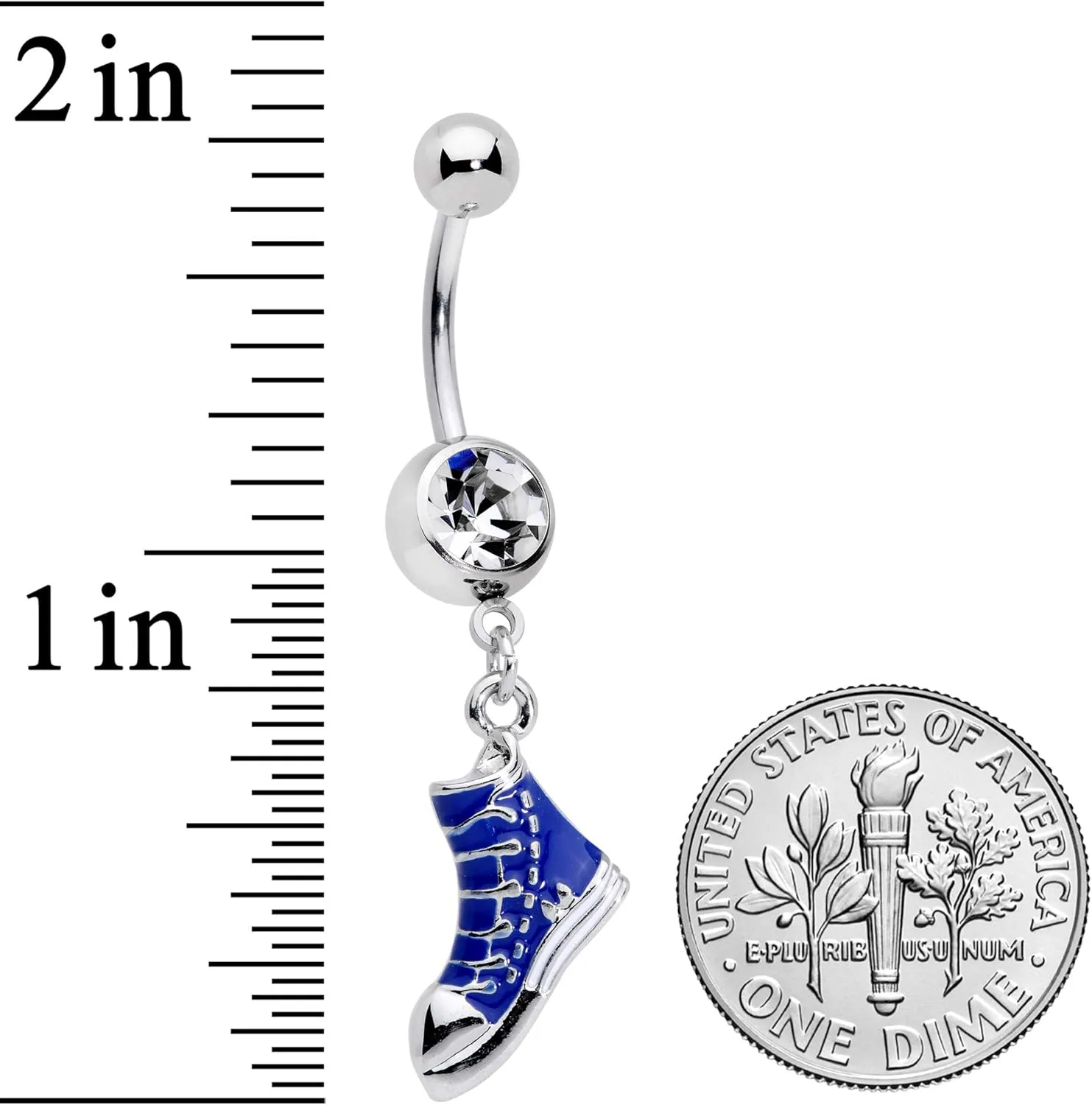 Body Candy Womens 14G 316L Steel Navel Ring Piercing Color High Top Sneaker Dangle Belly Button Ring