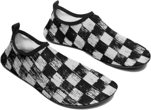 Checkerboard Retro Pattern Water Shoes Mans Women Non Slip Water Shoes Quick Dry Barefoot Aqua Socks River Shoes Ou
