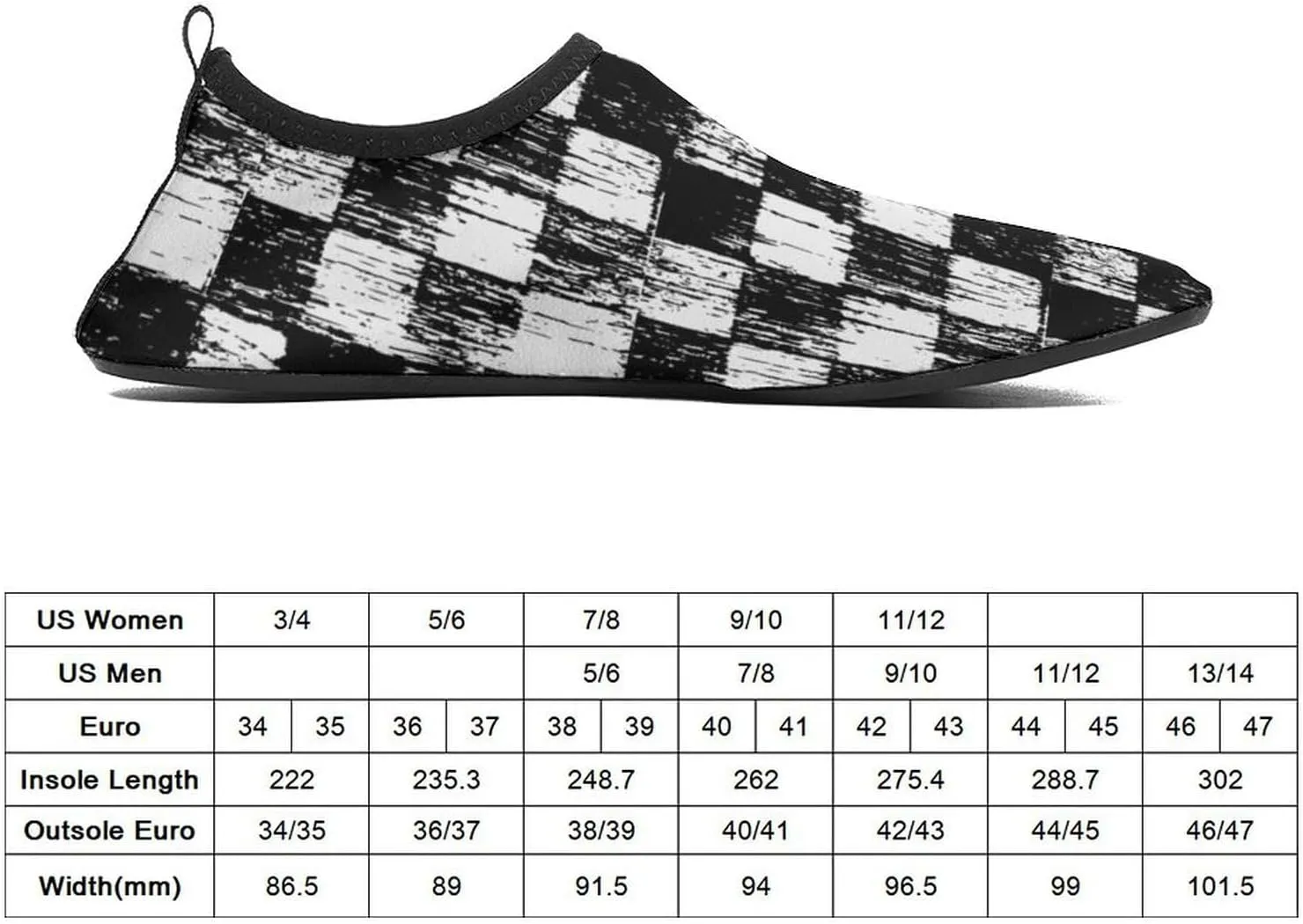 Checkerboard Retro Pattern Water Shoes Mans Women Non Slip Water Shoes Quick Dry Barefoot Aqua Socks River Shoes Ou