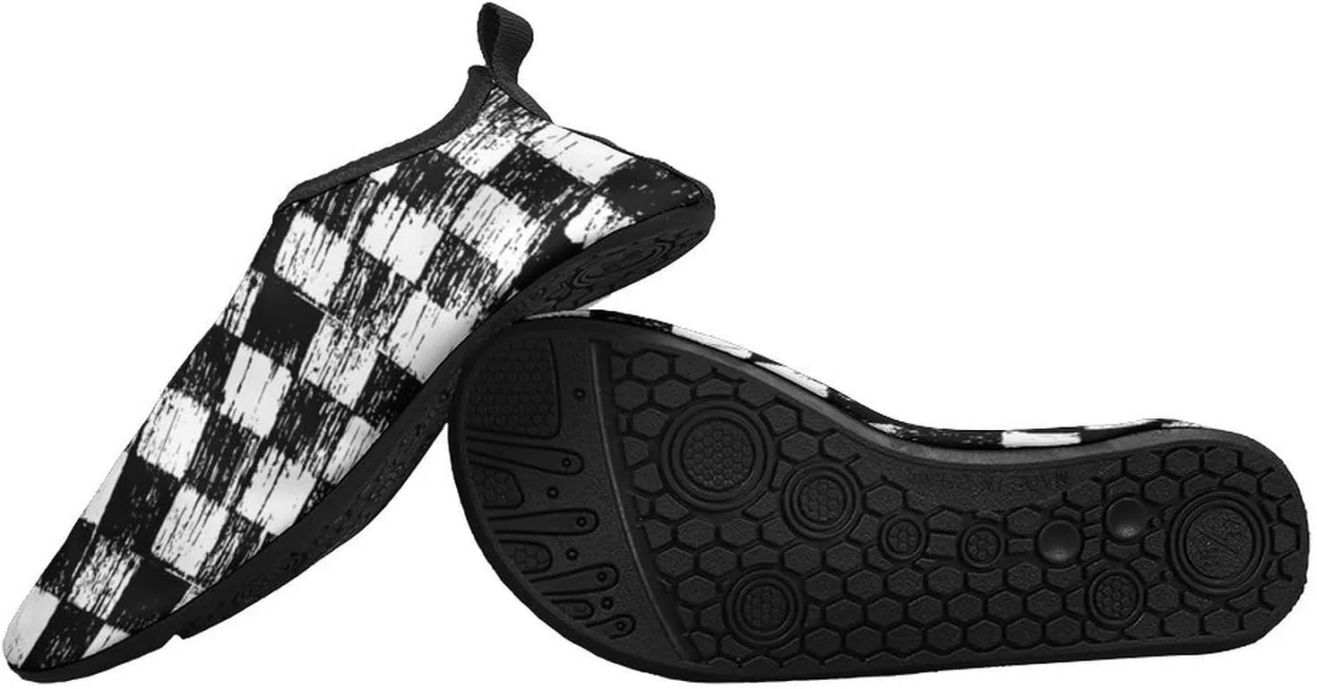 Checkerboard Retro Pattern Water Shoes Mans Women Non Slip Water Shoes Quick Dry Barefoot Aqua Socks River Shoes Ou