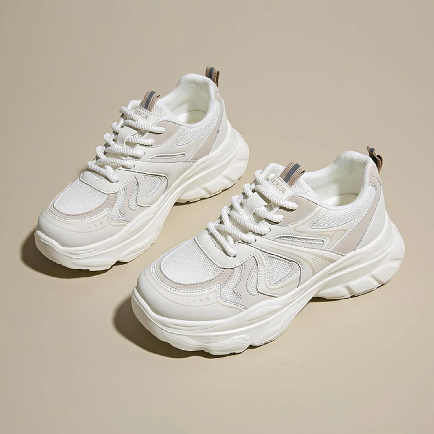 Chunky Sneakers for Women Fashion Platform Leather Casual Dad Shoes with Height - Increasing Feature Comfortable Wedge Walking Sport Sneakers