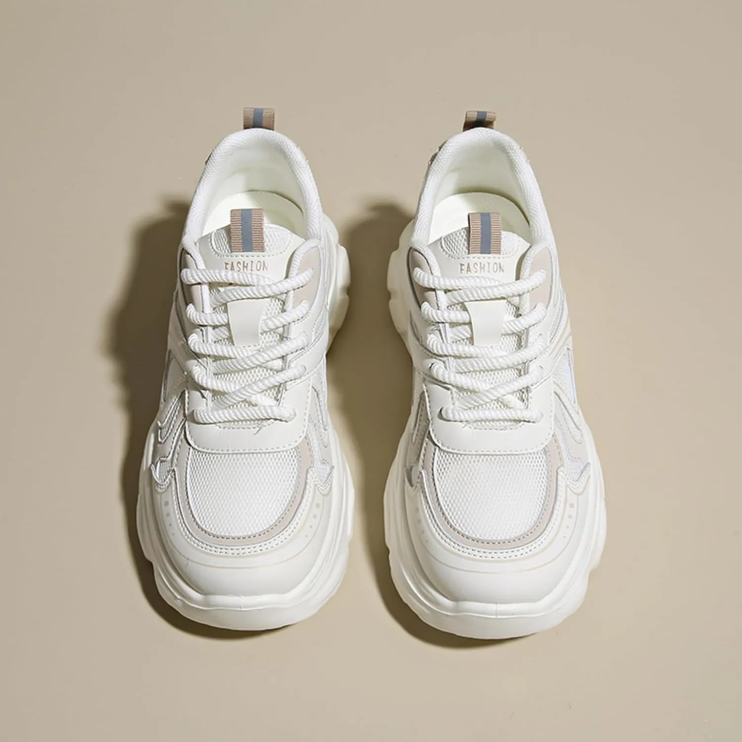 Chunky Sneakers for Women Fashion Platform Leather Casual Dad Shoes with Height - Increasing Feature Comfortable Wedge Walking Sport Sneakers