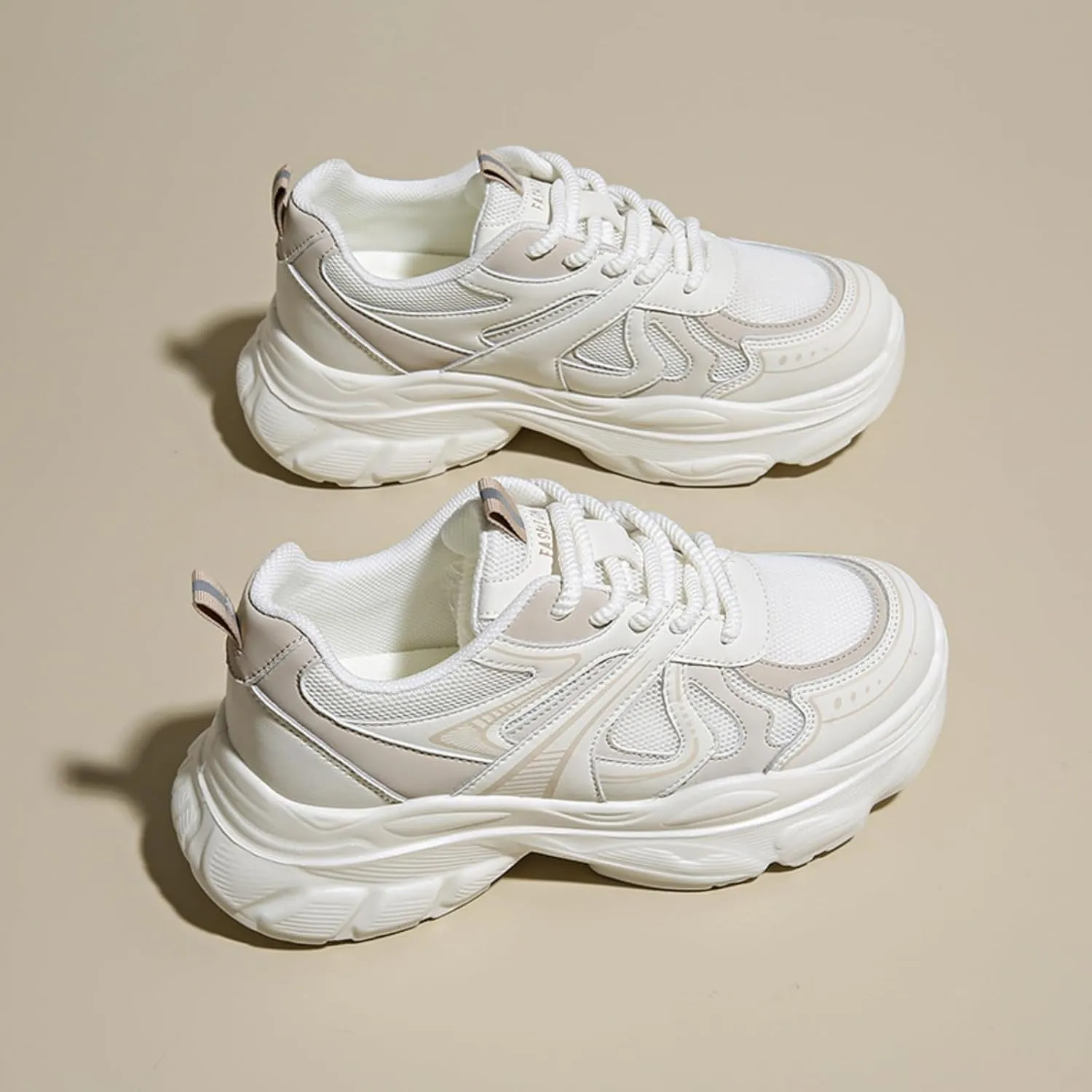 Chunky Sneakers for Women Fashion Platform Leather Casual Dad Shoes with Height - Increasing Feature Comfortable Wedge Walking Sport Sneakers