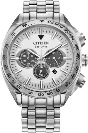 Citizen Men's Eco-Drive Sport Luxury Carson Watch, Stainless-Steel Bracelet and Case, Chronograph