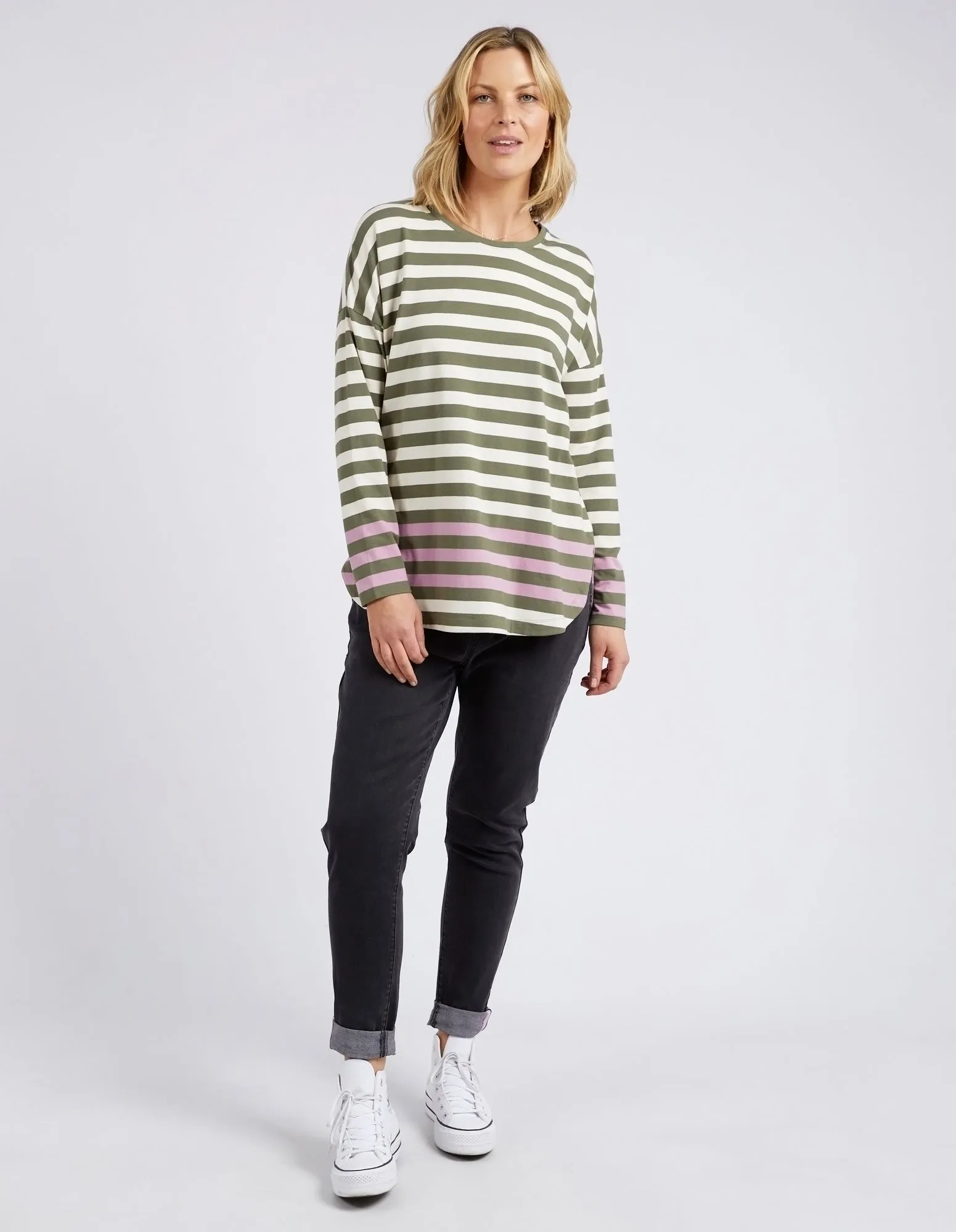 Elm Turn Back LS Tee Clover Pearl Stripe