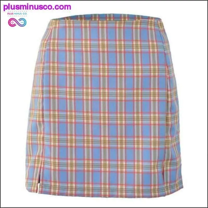 High waist plaid cut skirt women 2023 summer vintage cara
