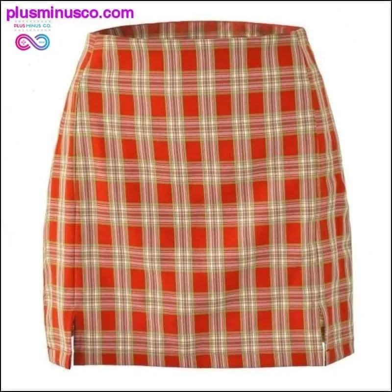 High waist plaid cut skirt women 2023 summer vintage cara