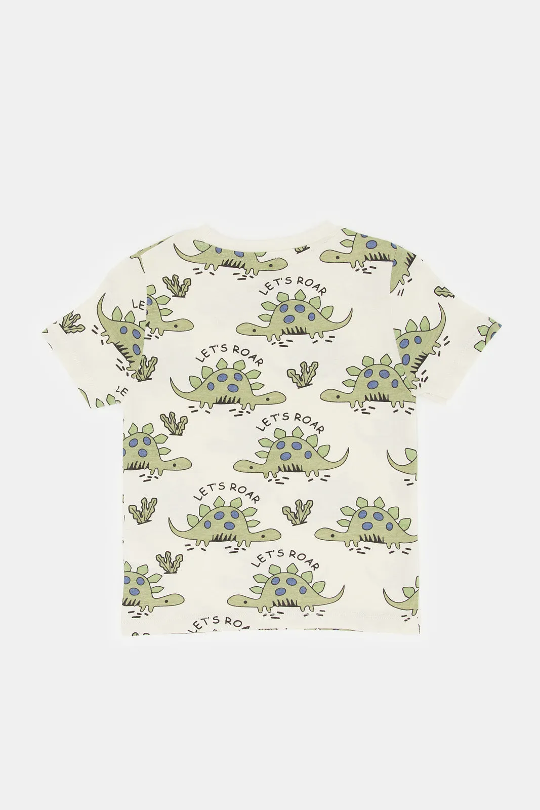 Infant Boys White Dino Print T-Shirt