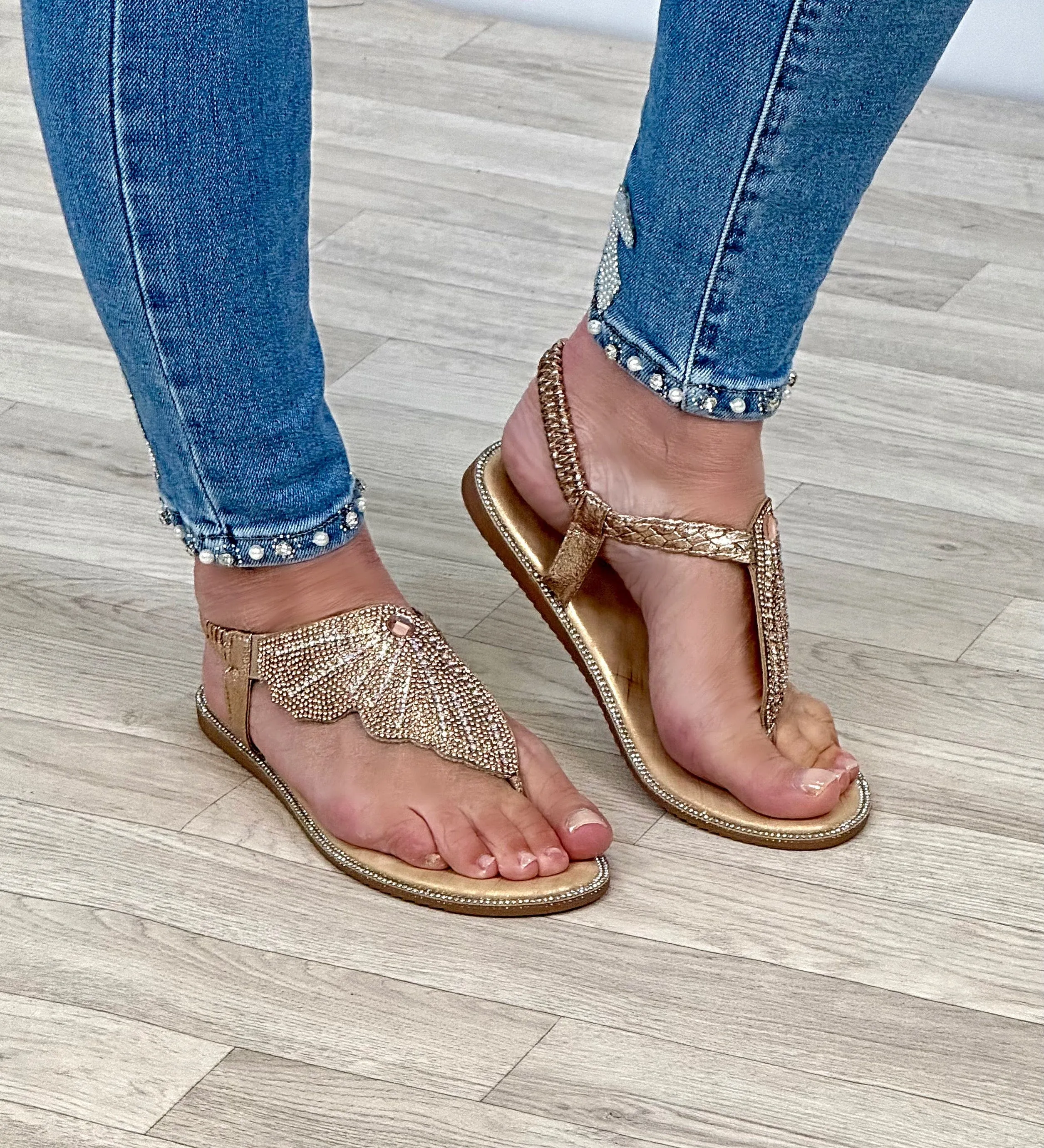 Katherine Diamanté Wing Sandal Champagne