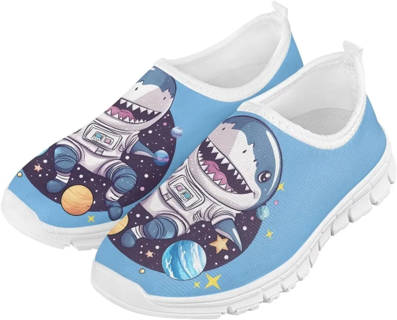 Kids Slip-On Athletic Shoes Breathable Mesh Running Sneakers for Boy Girl Comfort Anti-Skid Shoe for School & Outdoor Activities Size 11-15 White Sole
