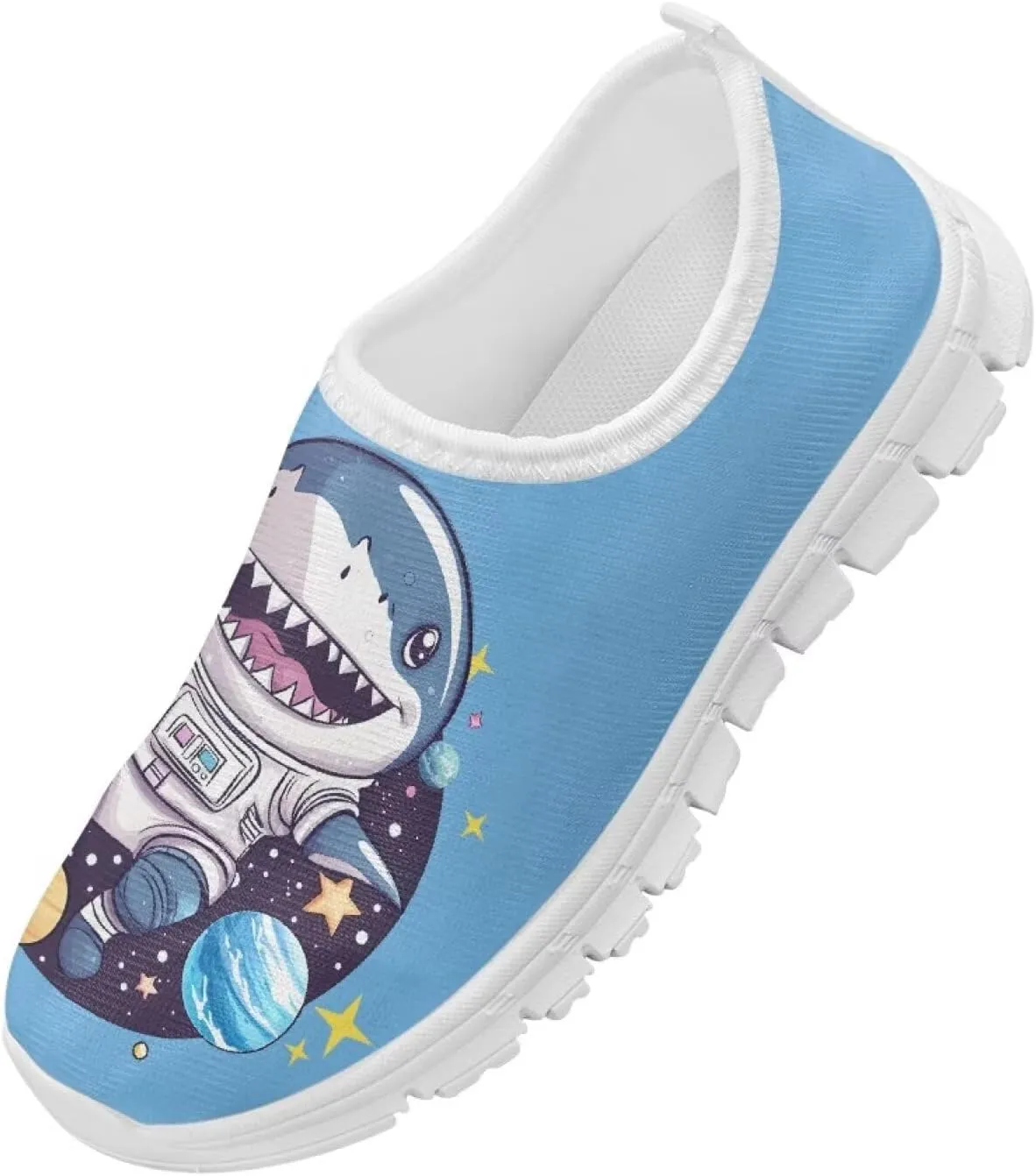 Kids Slip-On Athletic Shoes Breathable Mesh Running Sneakers for Boy Girl Comfort Anti-Skid Shoe for School & Outdoor Activities Size 11-15 White Sole