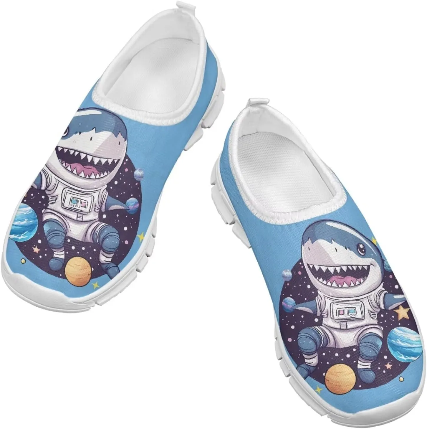 Kids Slip-On Athletic Shoes Breathable Mesh Running Sneakers for Boy Girl Comfort Anti-Skid Shoe for School & Outdoor Activities Size 11-15 White Sole