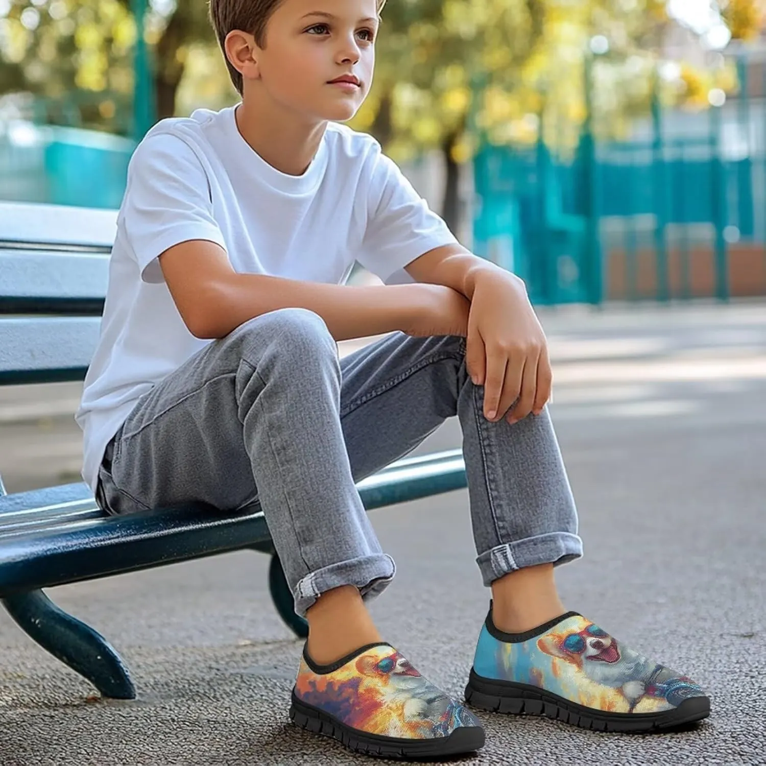 Litter Kids Slip-On Walking Sneakers Cozy Tennis Running Shoes Casual Breathable Sneaker Travel Exercise Lightweight Shoes Non-Slip Workout Shoes US Size 11-15
