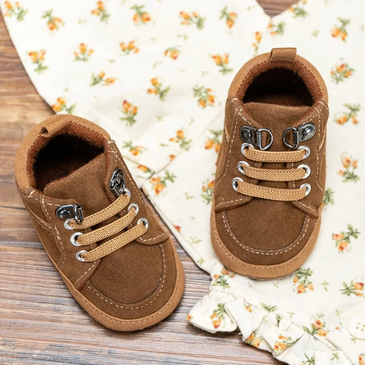 Meckior Toddler Baby Boys Girls High Tops Ankle Sneakers Soft Anti-Slip Sole PU Leather Moccasins Infant Newborn Prewalker First Walking Crib Shoes