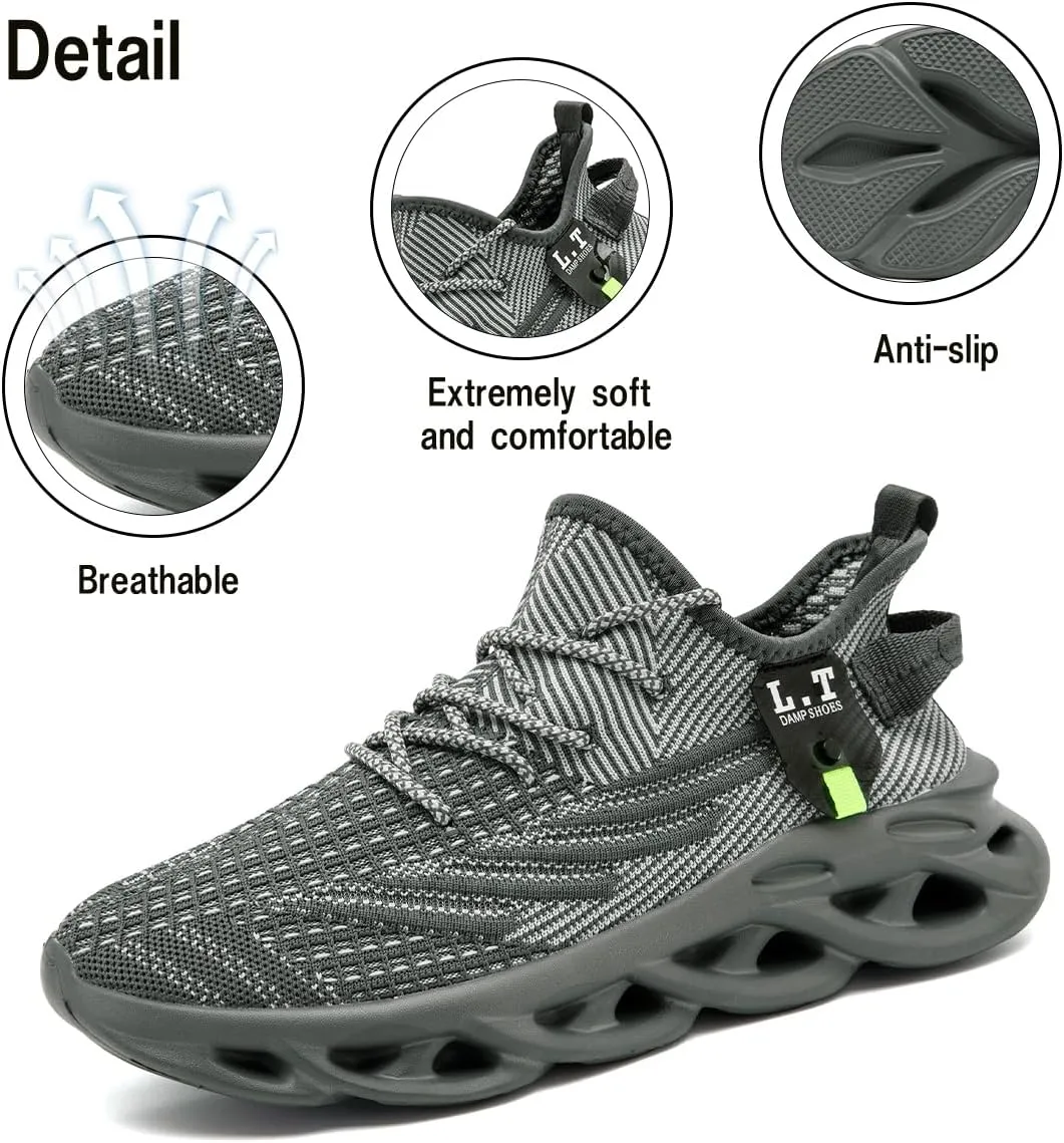 Men Running Shoes Men's Tennis Shoes Lightweight Breathable Fashion Sneakers Non Slip Workout Gym Shoes for Running Black