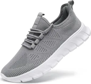 Men Tennis Shoes Running - Gym Sneakers Shoes Walking Workout Non Slip Athletic Slip on Breathable Mesh Comfortable Lightweight Casual Sports Light Gray 10
