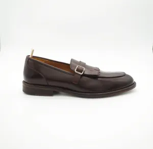 Men's Moccasin with Buckle in Calf Leather Noce Brown (AC337)