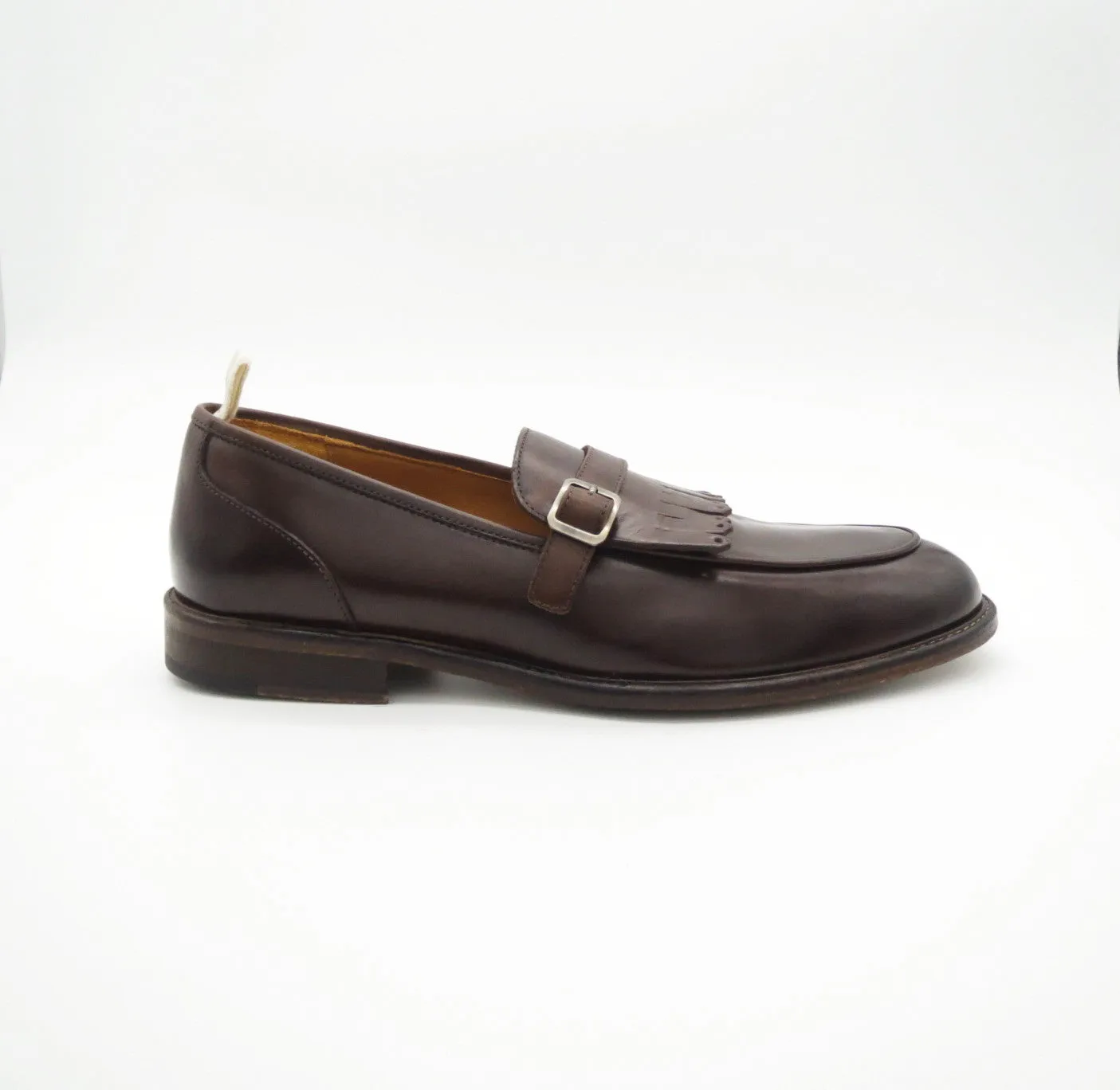 Men's Moccasin with Buckle in Calf Leather Noce Brown (AC337)