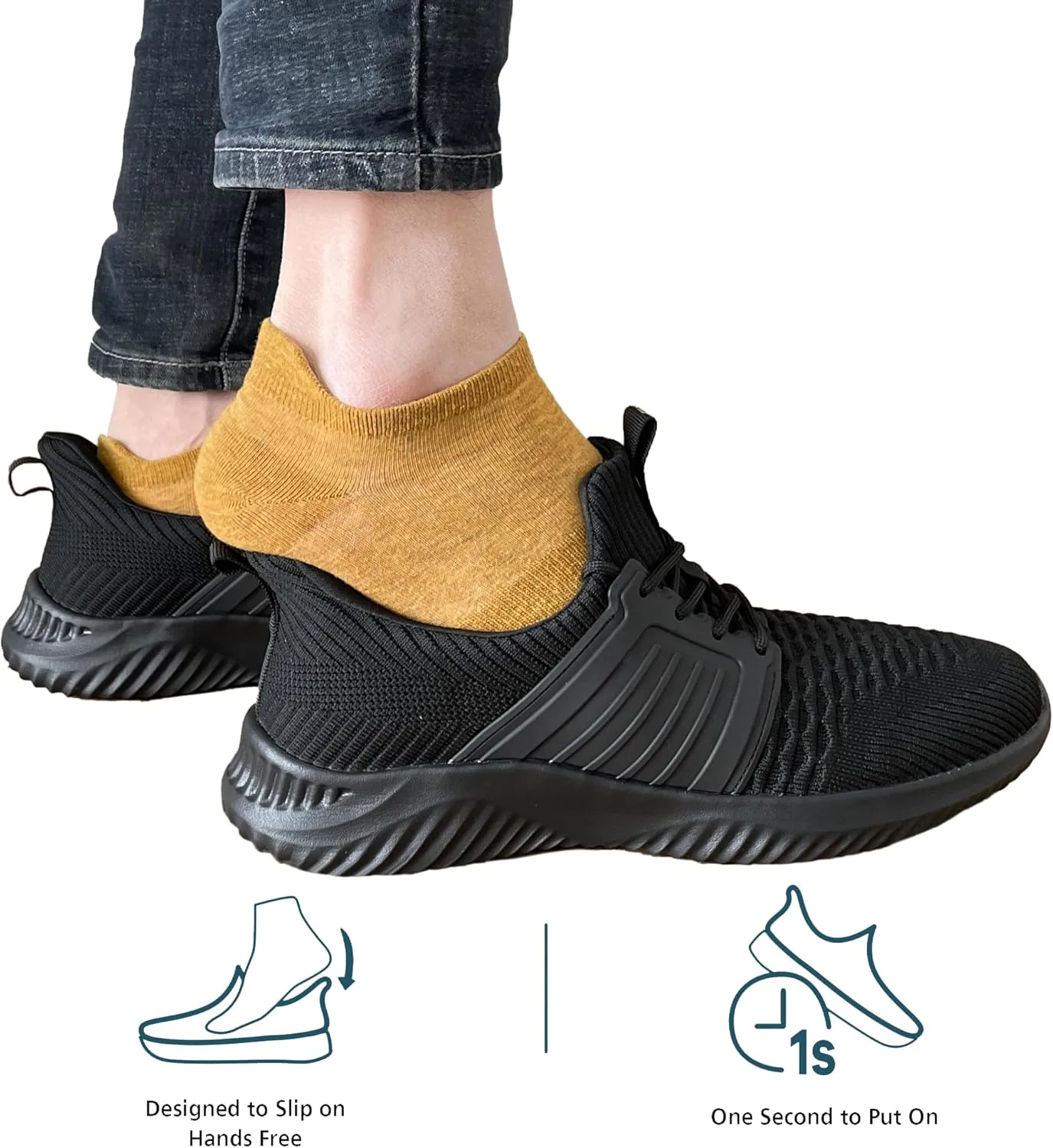 Men's Walking Shoes Slip On Running Shoes Ultra Light Casual Sneakers Mesh Tennis Shoe Hands Free Workout Breathable Comfortable Knit Memory Foam Athletic