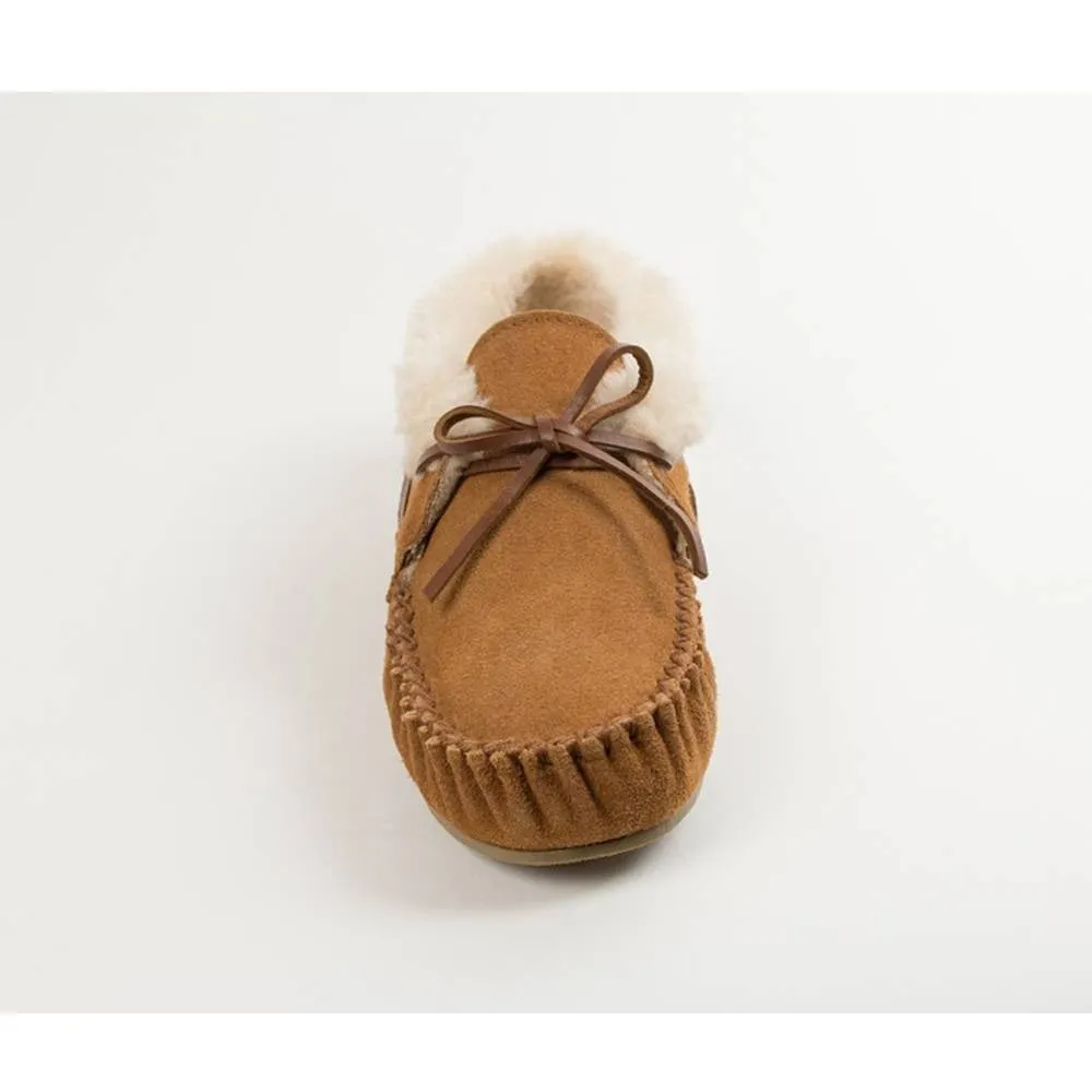 Minnetonka Kilty Hardsole Black Moccasins
