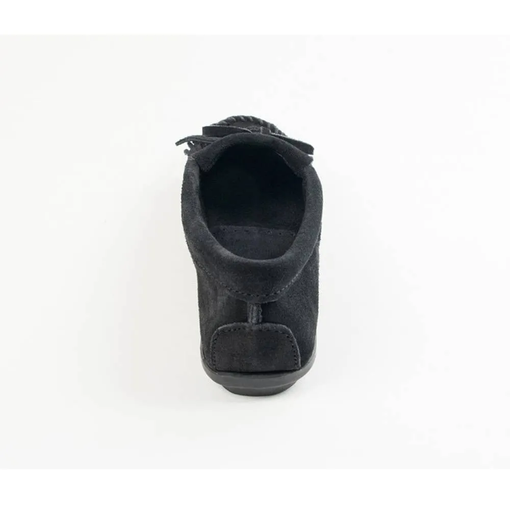 Minnetonka Kilty Hardsole Black Moccasins