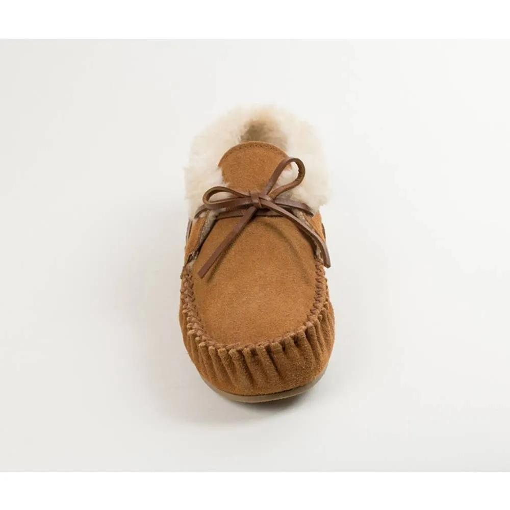 Minnetonka Kilty Hardsole Black Moccasins