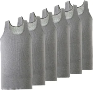 Mody Men's Undershirt Ribbed Tank Top, Crew Neck Cotton Mens Tank Tops, White Cotton Undershirt, Tagless Muscle Shirt 6 Pack
