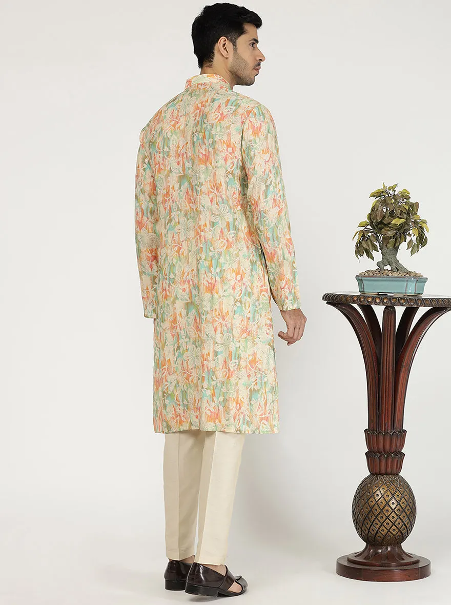 Multicolor Printed Cotton Poly Blend Kurta | The Kurta Company