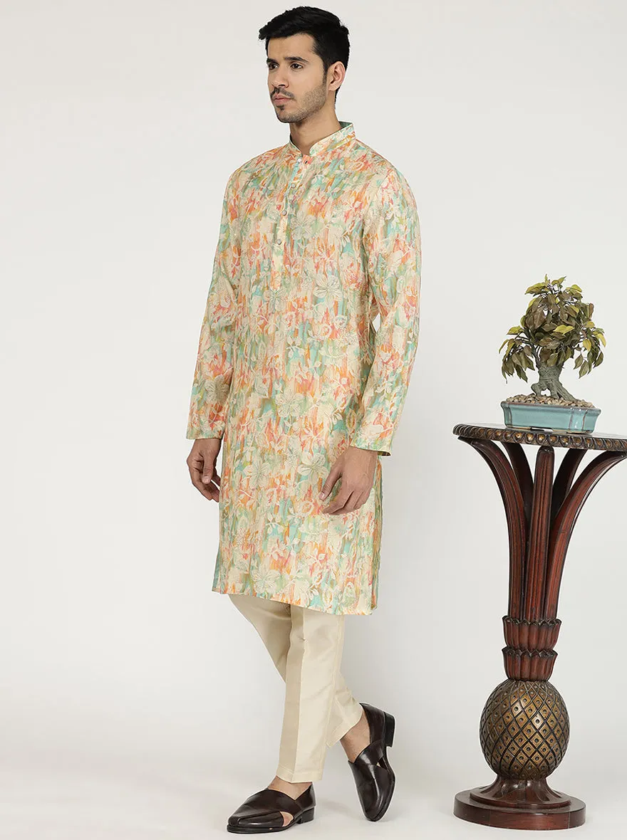 Multicolor Printed Cotton Poly Blend Kurta | The Kurta Company