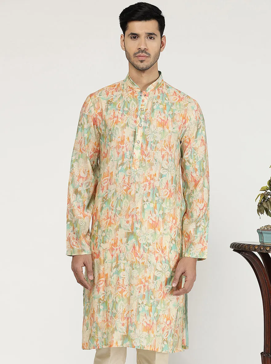 Multicolor Printed Cotton Poly Blend Kurta | The Kurta Company