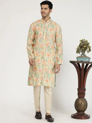 Multicolor Printed Cotton Poly Blend Kurta | The Kurta Company