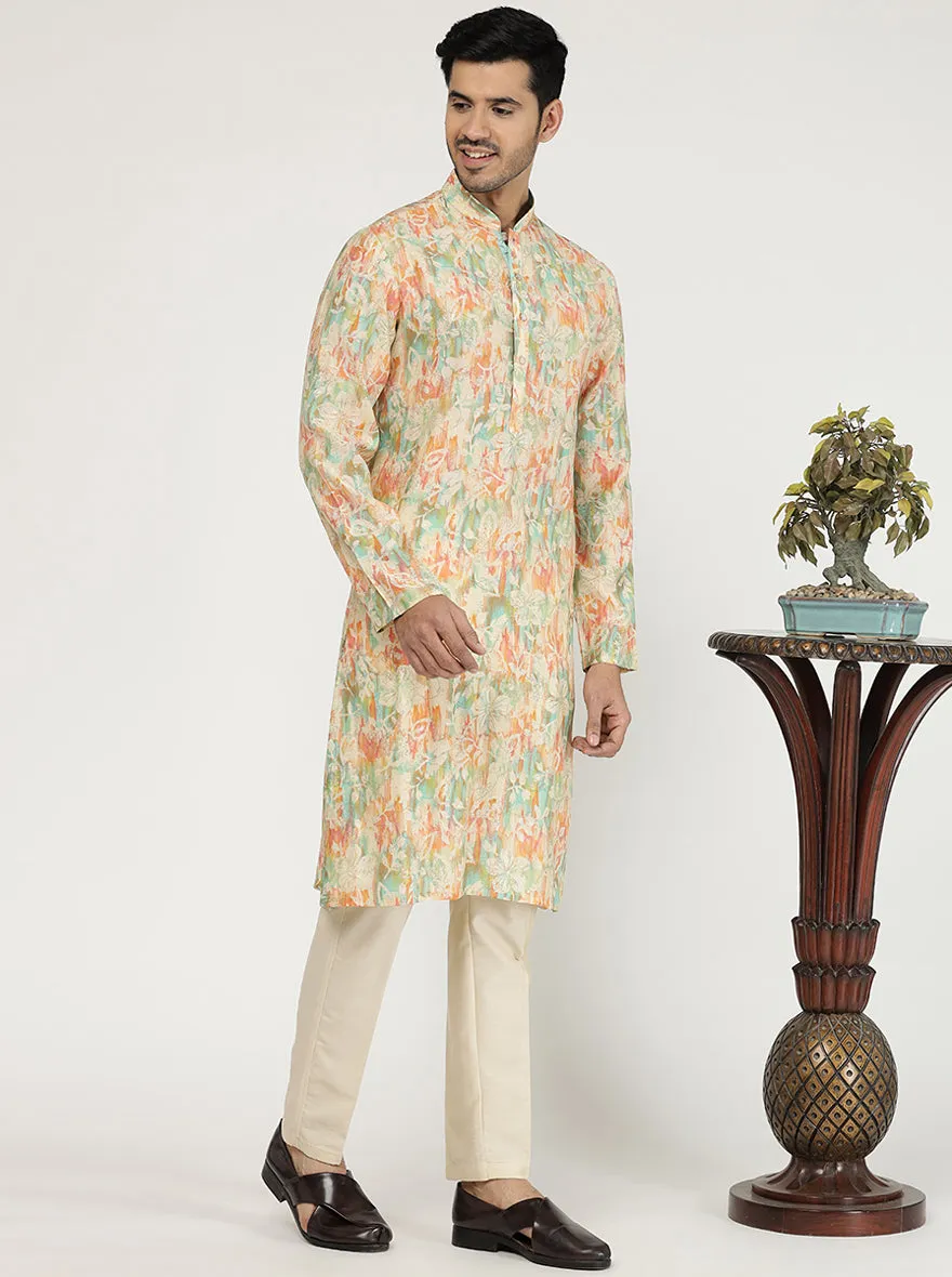 Multicolor Printed Cotton Poly Blend Kurta | The Kurta Company