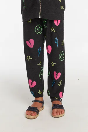 Neon Heart & Smiles Girls Pant