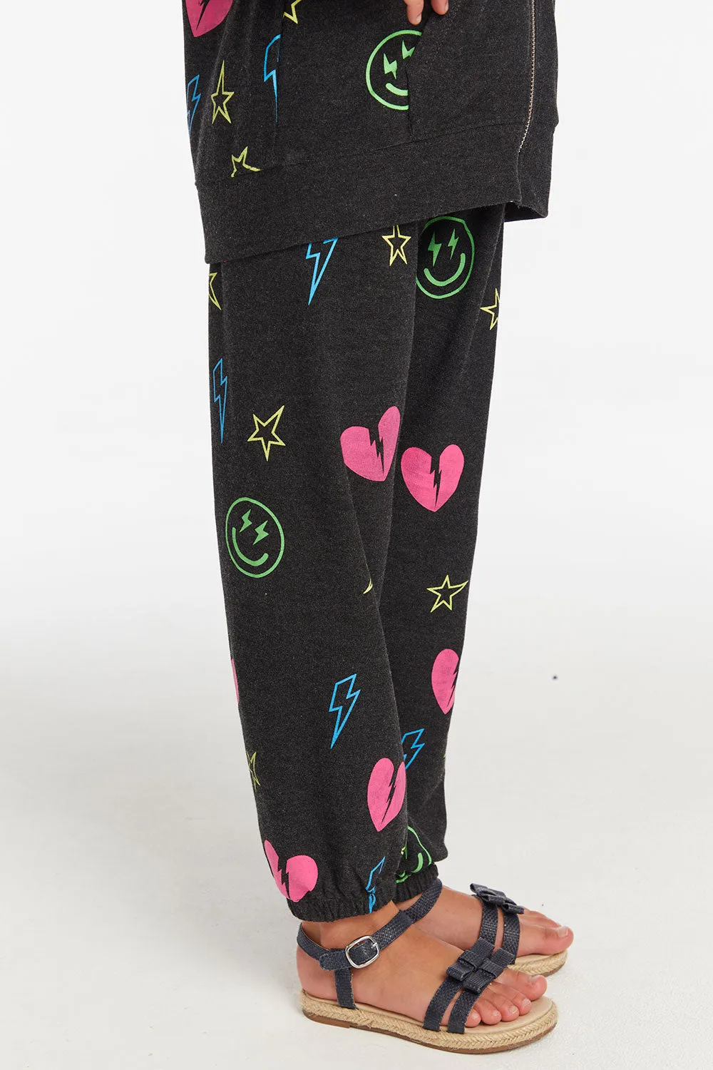 Neon Heart & Smiles Girls Pant