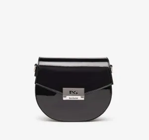Nerogiardini black patent leather cross body handbag
