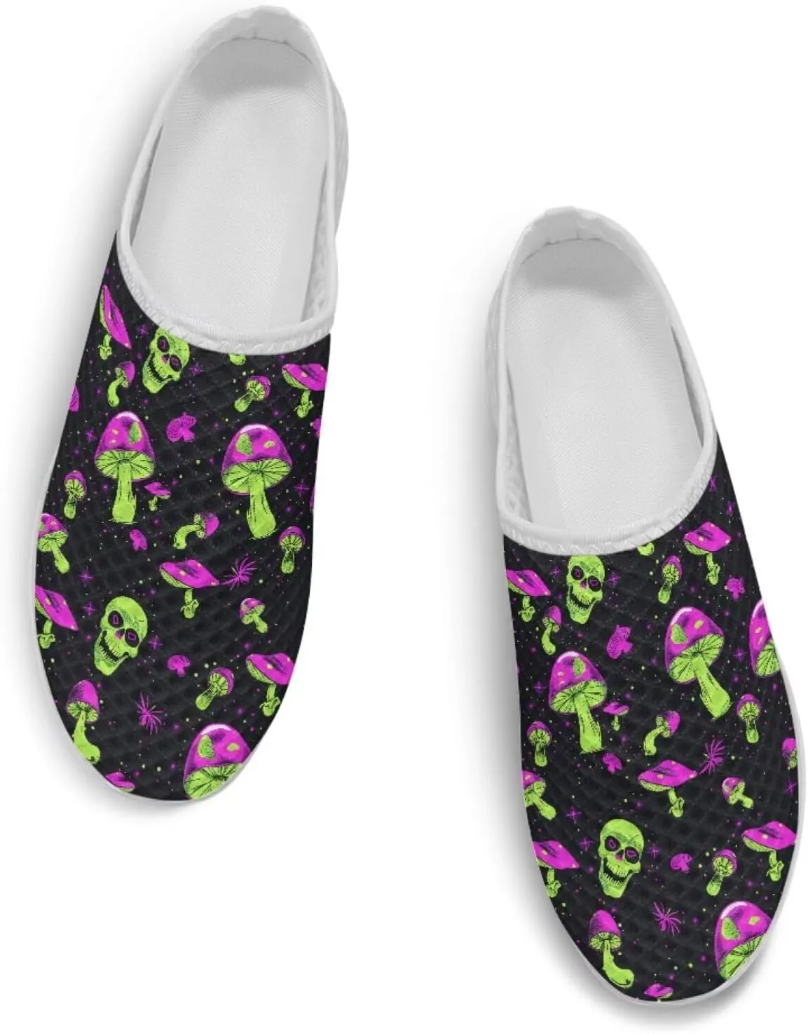 Novelty Mushrooms Women's Slip On Mule Sneakers Anti-Slip Walking Shoes with Elastic Thick Sole for Outdoor Indoor