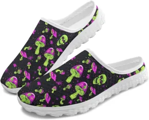 Novelty Mushrooms Women's Slip On Mule Sneakers Anti-Slip Walking Shoes with Elastic Thick Sole for Outdoor Indoor