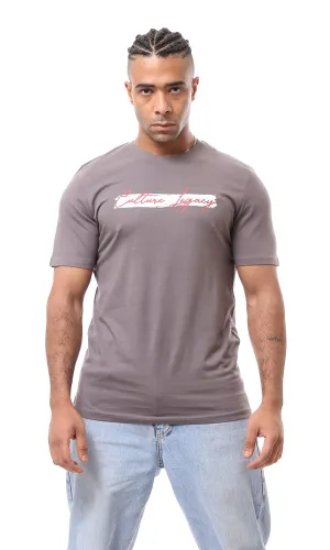 O163352 Short Sleeves Front & Back Print Dark Grey Tee