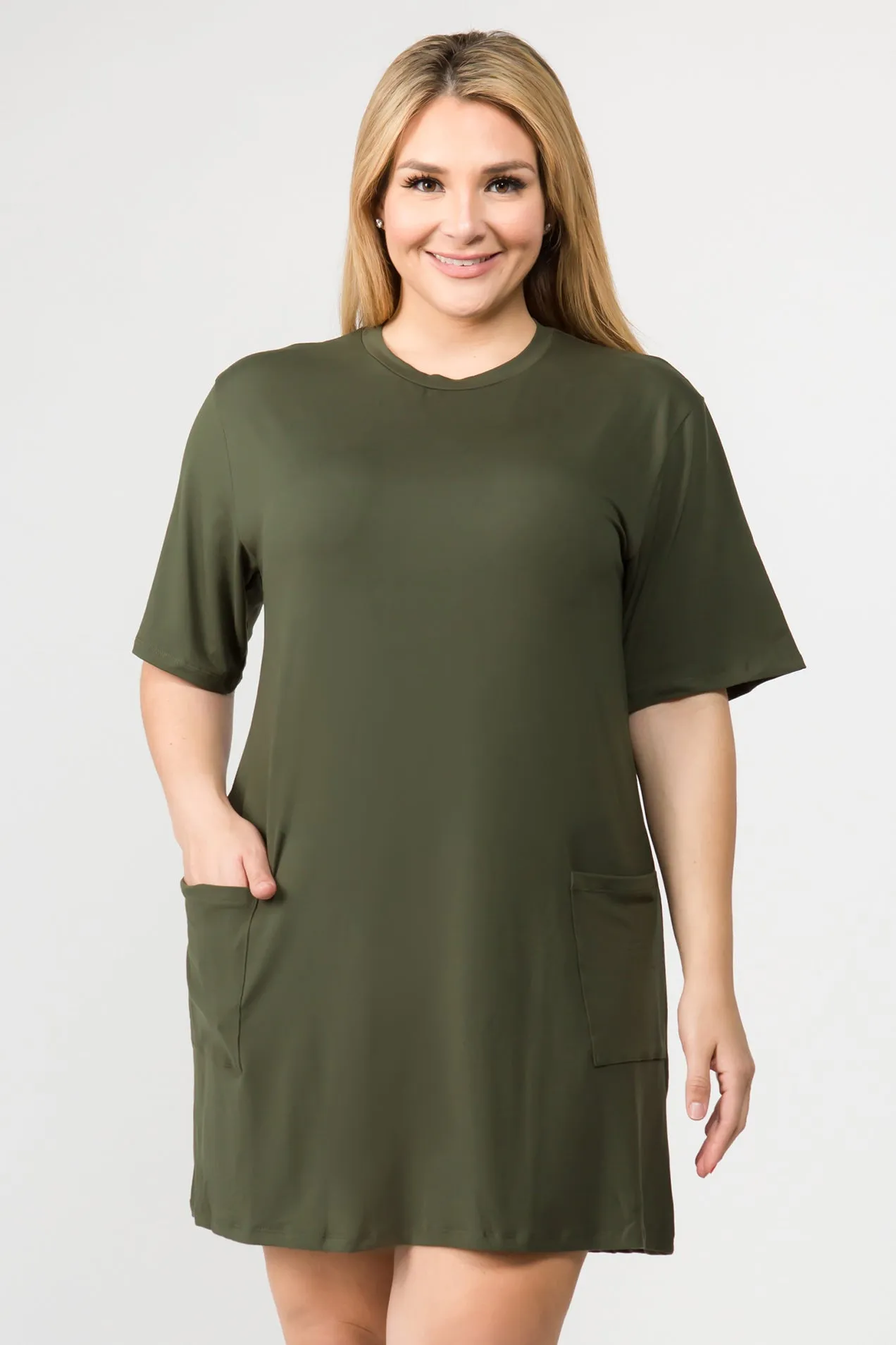 Plus Size Day to Night Two Pocket T-Shirt Dress